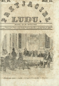 Przyjaciel Ludu : czyli tygodnik potrzebnych i pożytecznych wiadomości. R. 15, Nr 18 (29 kwietnia 1848)