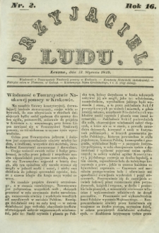 Przyjaciel Ludu : czyli tygodnik potrzebnych i pożytecznych wiadomości. R. 16, Nr 2 (13 stycznia 1849)