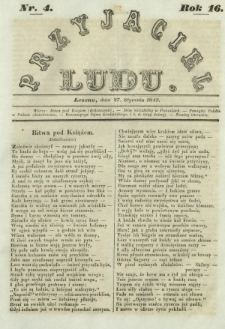 Przyjaciel Ludu : czyli tygodnik potrzebnych i pożytecznych wiadomości. R. 16, Nr 4 (27 stycznia 1849)