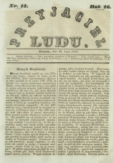 Przyjaciel Ludu : czyli tygodnik potrzebnych i pożytecznych wiadomości. R. 16, Nr 12 (22 lipca 1849)