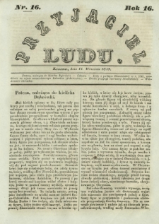 Przyjaciel Ludu : czyli tygodnik potrzebnych i pożytecznych wiadomości. R. 16, Nr 16 (14 września 1849)
