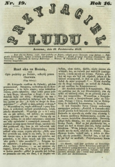 Przyjaciel Ludu : czyli tygodnik potrzebnych i pożytecznych wiadomości. R. 16, Nr 19 (12 października 1849)