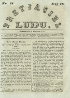 Przyjaciel Ludu : czyli tygodnik potrzebnych i pożytecznych wiadomości. R. 16, Nr 21 (9 listopada 1849)