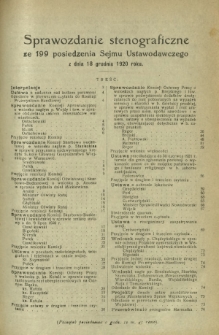 Sprawozdanie Stenograficzne z 199 Posiedzenia Sejmu Ustawodawczego z dnia 18 grudnia 1920 r.