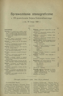 Sprawozdanie Stenograficzne z 211 Posiedzenia Sejmu Ustawodawczego z dnia 18 lutego 1921 r.