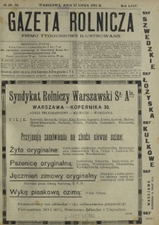 Gazeta Rolnicza : pismo tygodniowe ilustrowane. R. 64, nr 29-30 (22 lipca 1924)