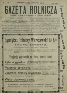 Gazeta Rolnicza : pismo tygodniowe ilustrowane. R. 64, nr 31-32 (5 sierpnia 1924)