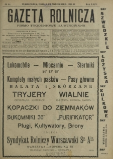 Gazeta Rolnicza : pismo tygodniowe ilustrowane. R. 64, nr 40 (3 października 1924)