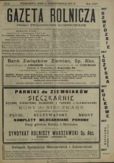 Gazeta Rolnicza : pismo tygodniowe ilustrowane. R. 64, nr 41 (10 października 1924)