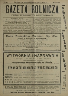 Gazeta Rolnicza : pismo tygodniowe ilustrowane. R. 64, nr 43 (24 października 1924)