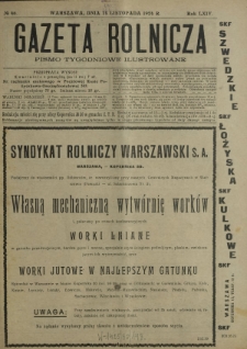 Gazeta Rolnicza : pismo tygodniowe ilustrowane. R. 64, nr 46 (14 listopada 1924)