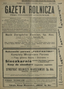 Gazeta Rolnicza : pismo tygodniowe ilustrowane. R. 64, nr 49 (5 grudnia 1924)
