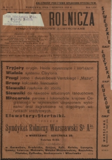 Gazeta Rolnicza : pismo tygodniowe ilustrowane. R. 65, nr 31-32 (7 sierpnia 1925)