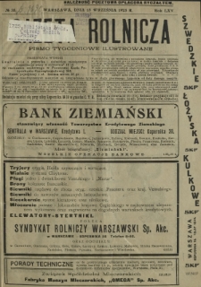 Gazeta Rolnicza : pismo tygodniowe ilustrowane. R. 65, nr 38 (18 września 1925)