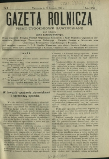 Gazeta Rolnicza : pismo tygodniowe ilustrowane. R. 66, nr 3 (15 stycznia 1926)