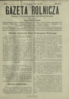 Gazeta Rolnicza : pismo tygodniowe ilustrowane. R. 66, nr 23 (4 czerwca 1926)