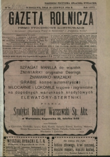 Gazeta Rolnicza : pismo tygodniowe ilustrowane. R. 66, nr 26 (25 czerwca 1926)