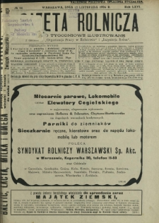 Gazeta Rolnicza : pismo tygodniowe ilustrowane. R. 66, nr 46 (12 listopada 1926)
