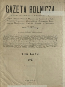 Gazeta Rolnicza : pismo tygodniowe ilustrowane. R. 67 (1927) - skorowidz