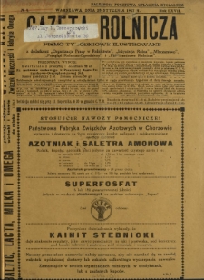 Gazeta Rolnicza : pismo tygodniowe ilustrowane. R. 67, nr 4 (28 stycznia 1927)