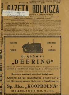 Gazeta Rolnicza : pismo tygodniowe ilustrowane. R. 67, nr 11 (18 marca 1927)