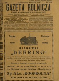 Gazeta Rolnicza : pismo tygodniowe ilustrowane. R. 67, nr 15 (15 kwietnia 1927)