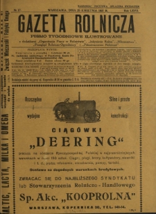 Gazeta Rolnicza : pismo tygodniowe ilustrowane. R. 67, nr 17 (29 kwietnia 1927)