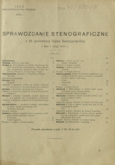 Sprawozdanie Stenograficzne z 96 Posiedzenia Sejmu Rzeczypospolitej z dnia 5 lutego 1924 r. (I Kadencja 1922-1927)