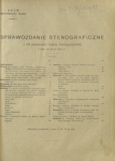 Sprawozdanie Stenograficzne z 99 Posiedzenia Sejmu Rzeczypospolitej z dnia 15 lutego 1924 r. (I Kadencja 1922-1927)
