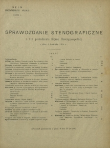 Sprawozdanie Stenograficzne z 114 Posiedzenia Sejmu Rzeczypospolitej z dnia 3 kwietnia 1924 r.