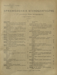 Sprawozdanie Stenograficzne z 117 Posiedzenia Sejmu Rzeczypospolitej z dnia 8 kwietnia 1924 r.