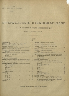 Sprawozdanie Stenograficzne z 119 Posiedzenia Sejmu Rzeczypospolitej z dnia 11 kwietnia 1924 r. (I Kadencja 1922-1927)
