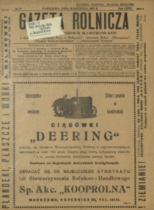 Gazeta Rolnicza : pismo tygodniowe ilustrowane. R. 67, nr 37 (16 września 1927)