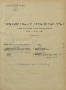 Sprawozdanie Stenograficzne z 134 Posiedzenia Sejmu Rzeczypospolitej z dnia 21 czerwca 1924 r. (I Kadencja 1922-1927)