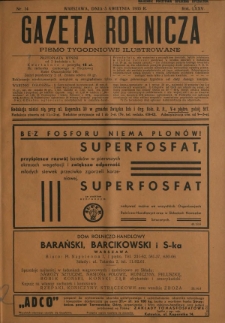 Gazeta Rolnicza : pismo tygodniowe ilustrowane. R. 75, nr 14 (5 kwietnia 1935)