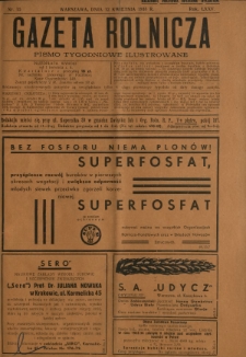 Gazeta Rolnicza : pismo tygodniowe ilustrowane. R. 75, nr 15 (12 kwietnia 1935)