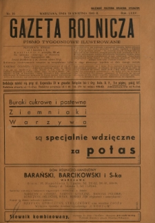 Gazeta Rolnicza : pismo tygodniowe ilustrowane. R. 75, nr 16 (19 kwietnia 1935)