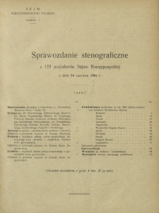 Sprawozdanie Stenograficzne z 135 Posiedzenia Sejmu Rzeczypospolitej z dnia 24 czerwca 1924 r. (I Kadencja 1922-1927)
