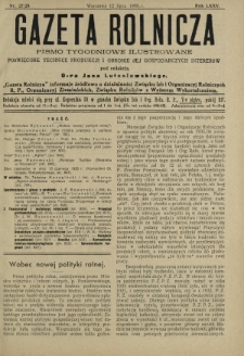 Gazeta Rolnicza : pismo tygodniowe ilustrowane. R. 75, nr 27-28 (12 lipca 1935)