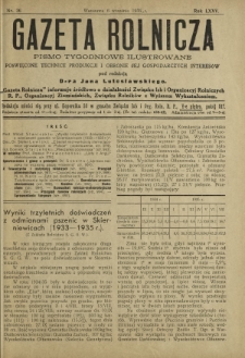 Gazeta Rolnicza : pismo tygodniowe ilustrowane. R. 75, nr 36 (6 września 1935)