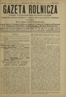 Gazeta Rolnicza : pismo tygodniowe ilustrowane. R. 75, nr 37 (13 września 1935)