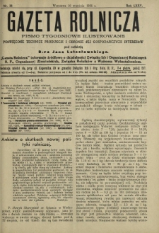 Gazeta Rolnicza : pismo tygodniowe ilustrowane. R. 75, nr 38 (20 września 1935)