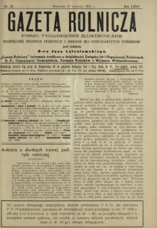 Gazeta Rolnicza : pismo tygodniowe ilustrowane. R. 75, nr 39 (27 września 1935)
