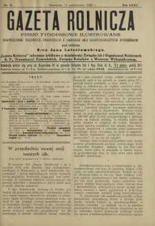 Gazeta Rolnicza : pismo tygodniowe ilustrowane. R. 75, nr 41 (11 października 1935)