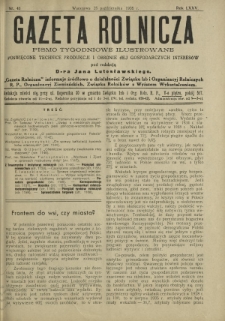 Gazeta Rolnicza : pismo tygodniowe ilustrowane. R. 75, nr 43 (25 października 1935)