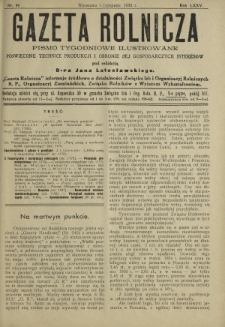 Gazeta Rolnicza : pismo tygodniowe ilustrowane. R. 75, nr 44 (1 listopada 1935)