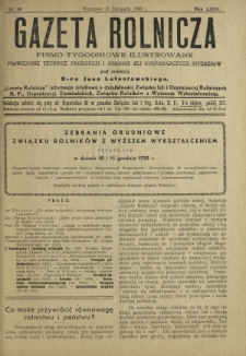 Gazeta Rolnicza : pismo tygodniowe ilustrowane. R. 75, nr 46 (15 listopada 1935)