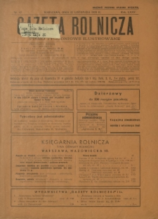 Gazeta Rolnicza : pismo tygodniowe ilustrowane. R. 75, nr 47 (22 listopada 1935)