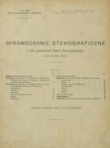 Sprawozdanie Stenograficzne z 139 Posiedzenia Sejmu Rzeczypospolitej z dnia 28 lipca 1924 r. (I Kadencja 1922-1927)