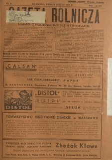 Gazeta Rolnicza : pismo tygodniowe ilustrowane. R. 77, nr 8 (19 lutego 1937)